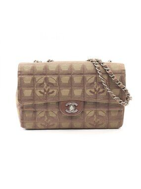 Chanel Shoulder Bag New Travel Line Khaki Leather Chain